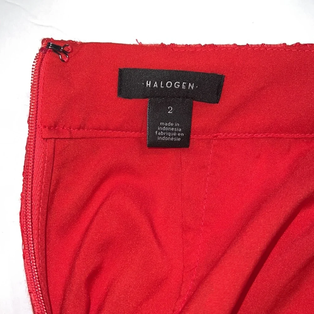 NWT Halogen 2 red bittersweet skirt lace overlay midi pencil back zipper